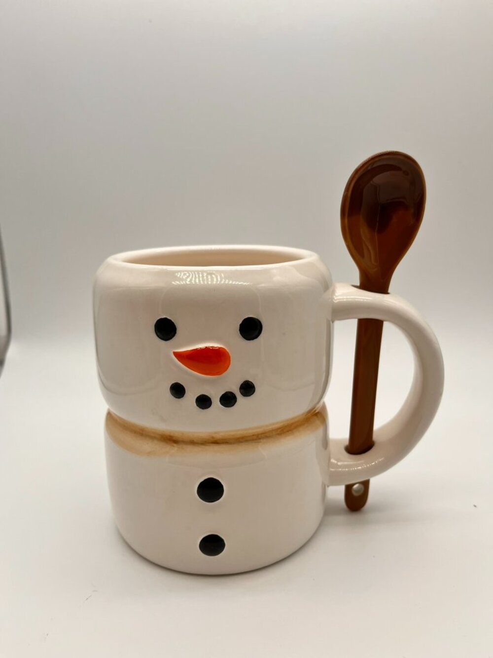 Holiday Time Snowman Mug with Spoon 21.5 oz Ceramic Marshmallow Christmas Cup